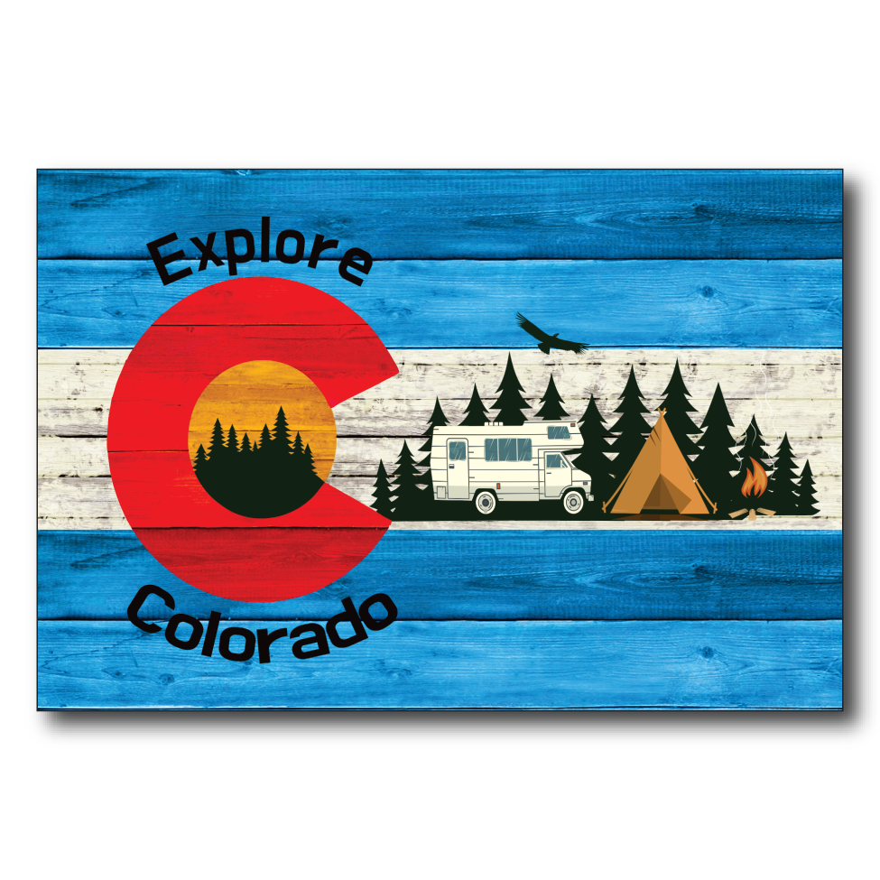 Explore More Colorado Blue Camping Flag