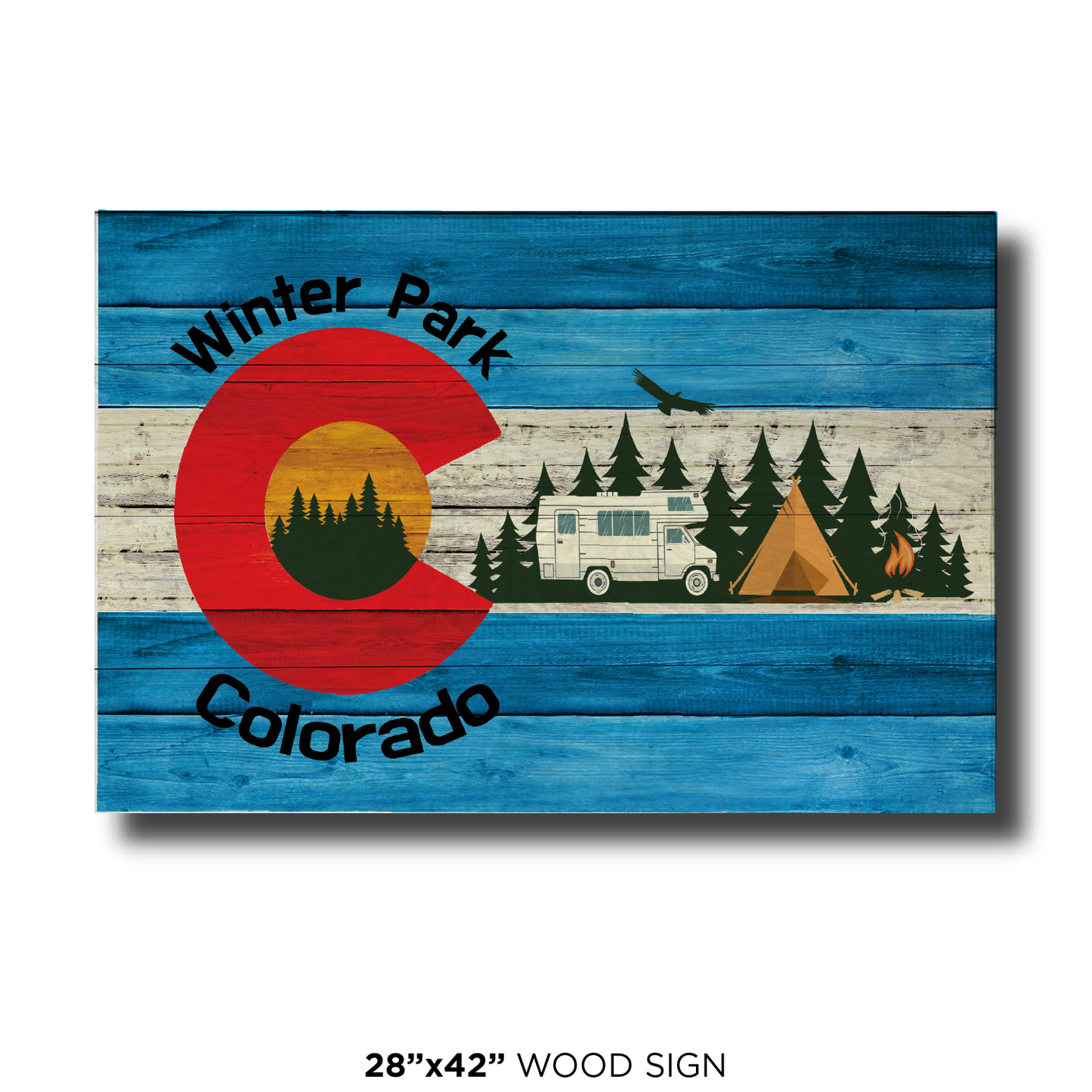 Winter Park Blue Camping Flag