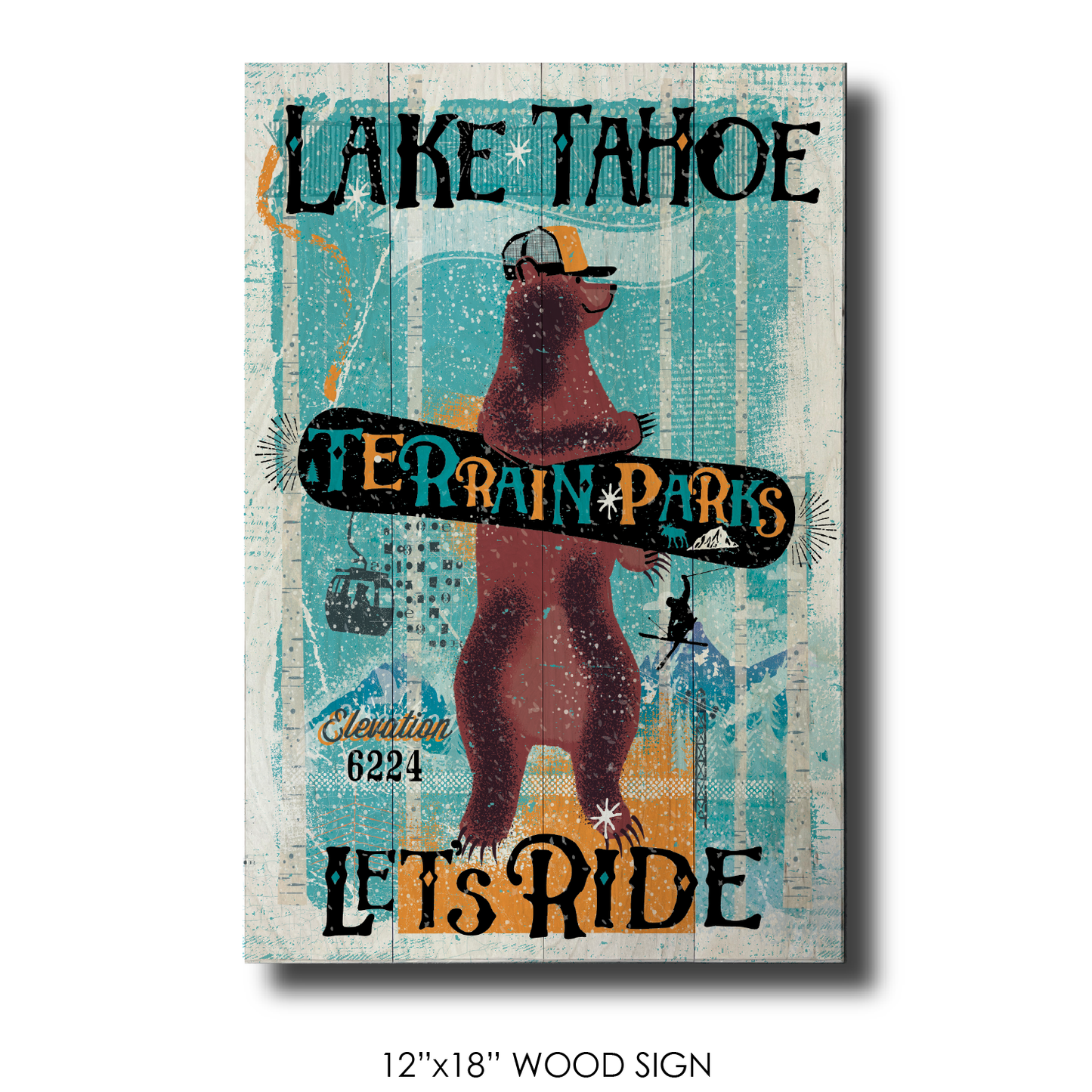 Lake Tahoe Sans Cali Snowboard Bear