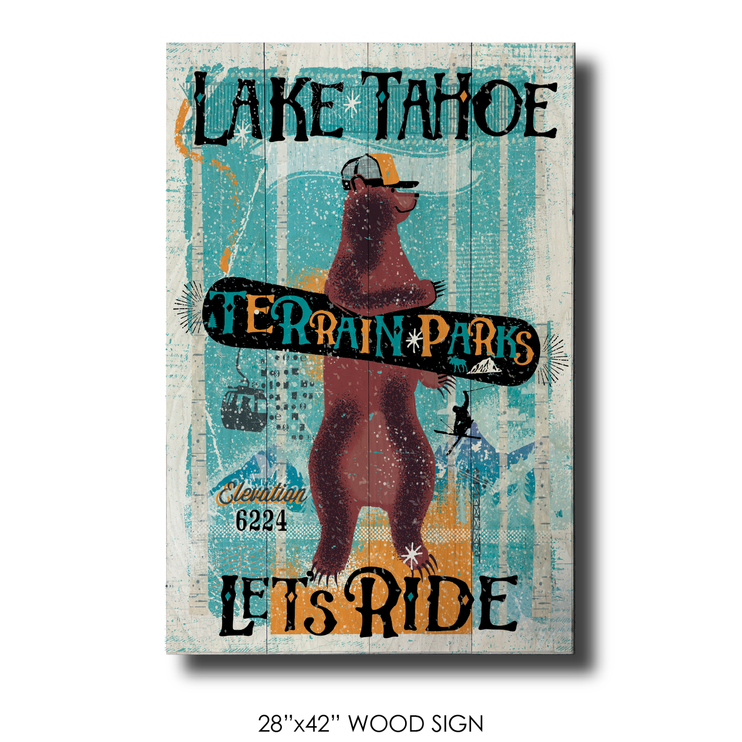 Lake Tahoe Sans Cali Snowboard Bear