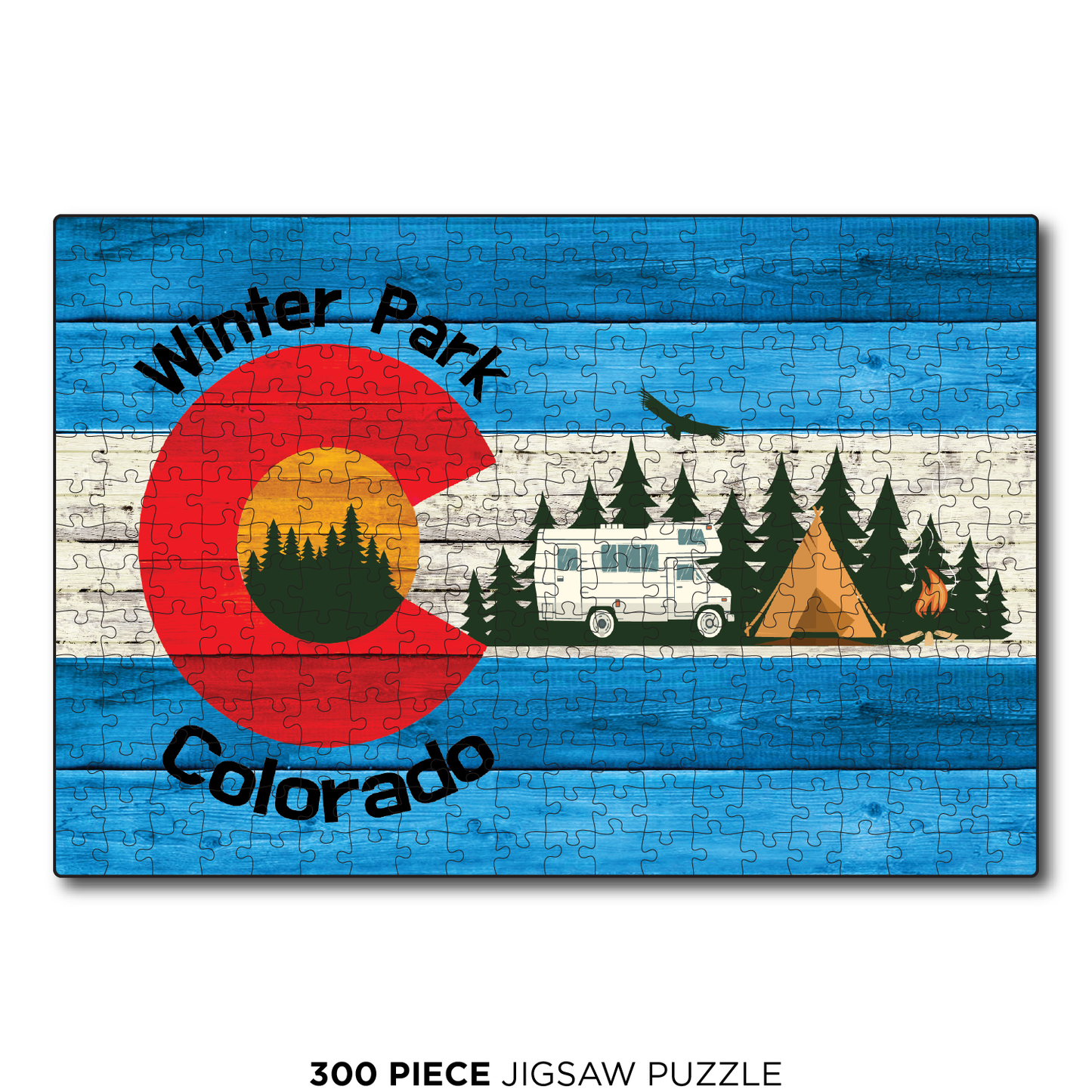 Winter Park Blue Camping Flag