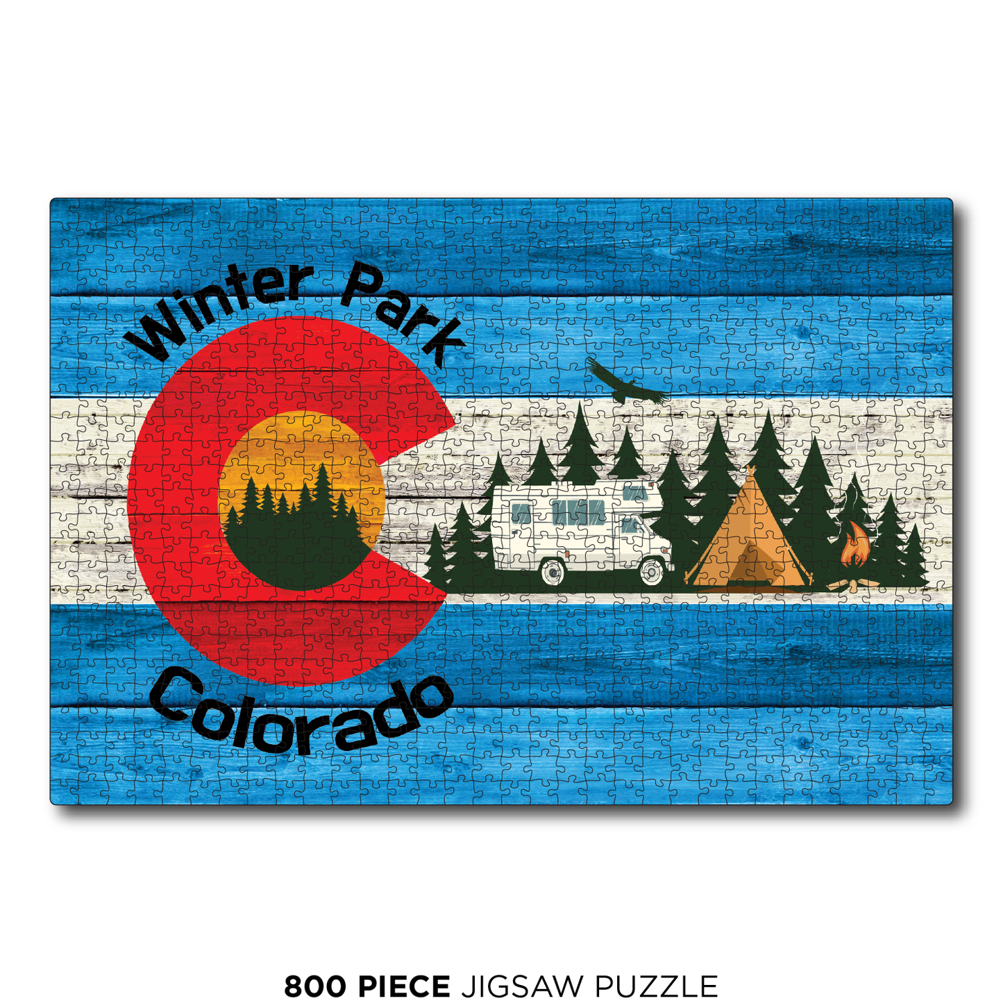 Winter Park Blue Camping Flag