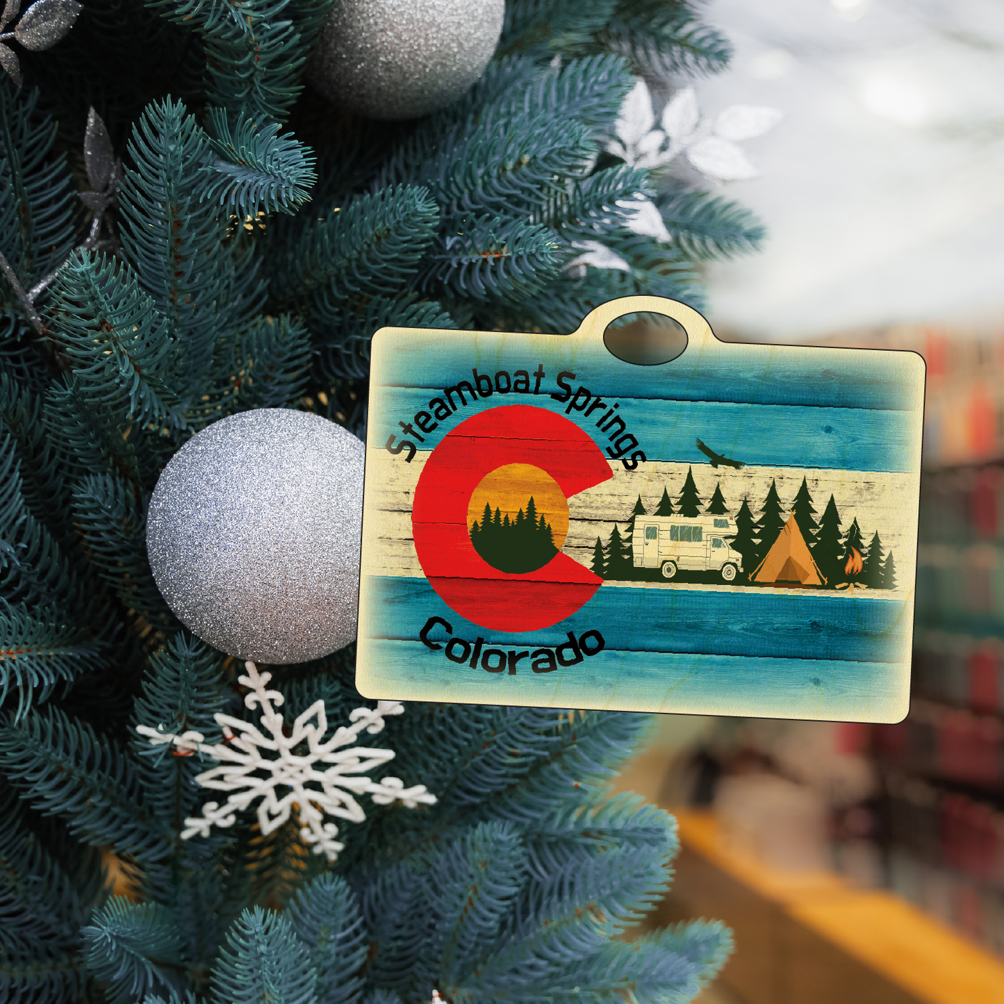 Steamboat Springs Blue Camping Flag