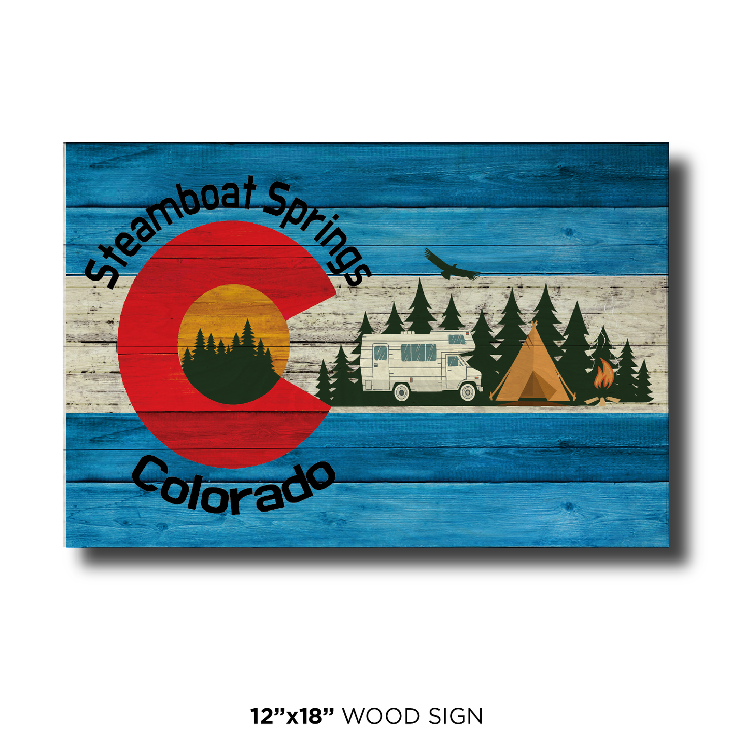 Steamboat Springs Blue Camping Flag