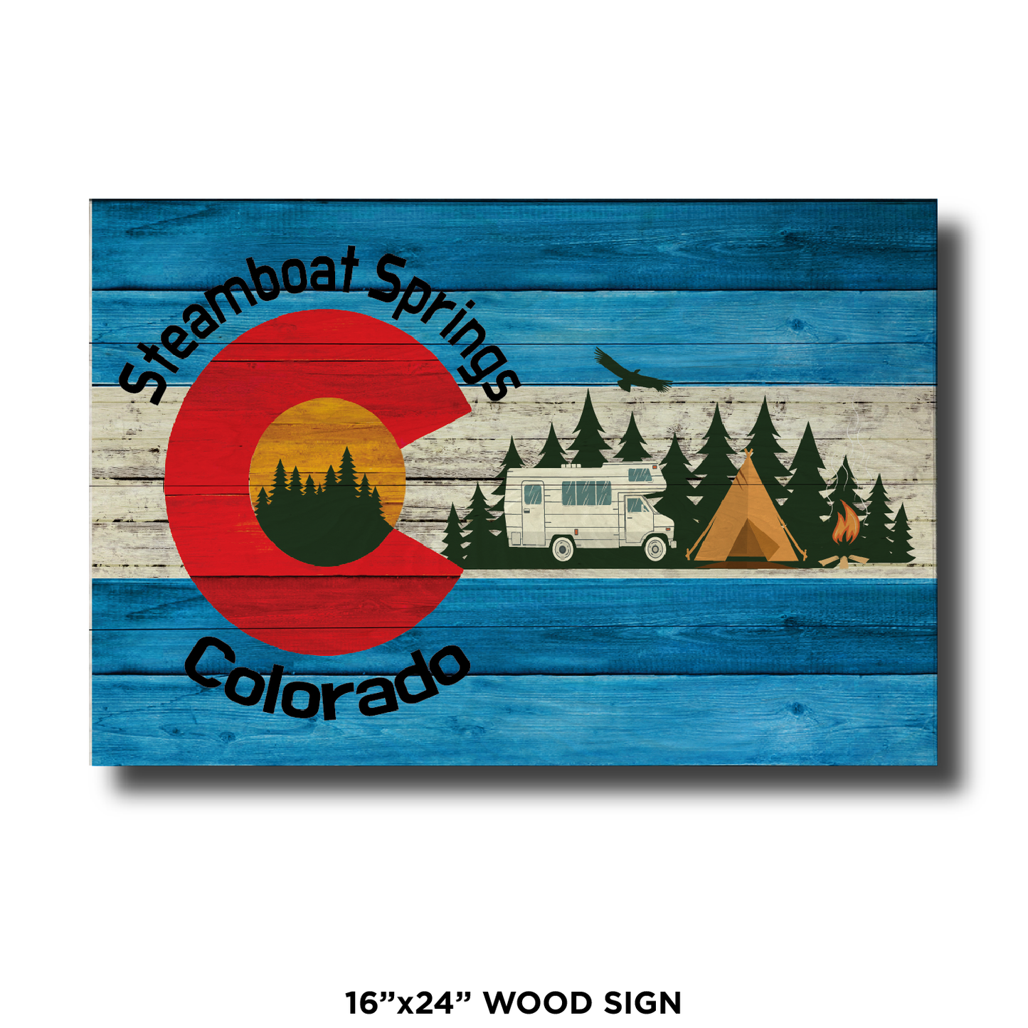 Steamboat Springs Blue Camping Flag