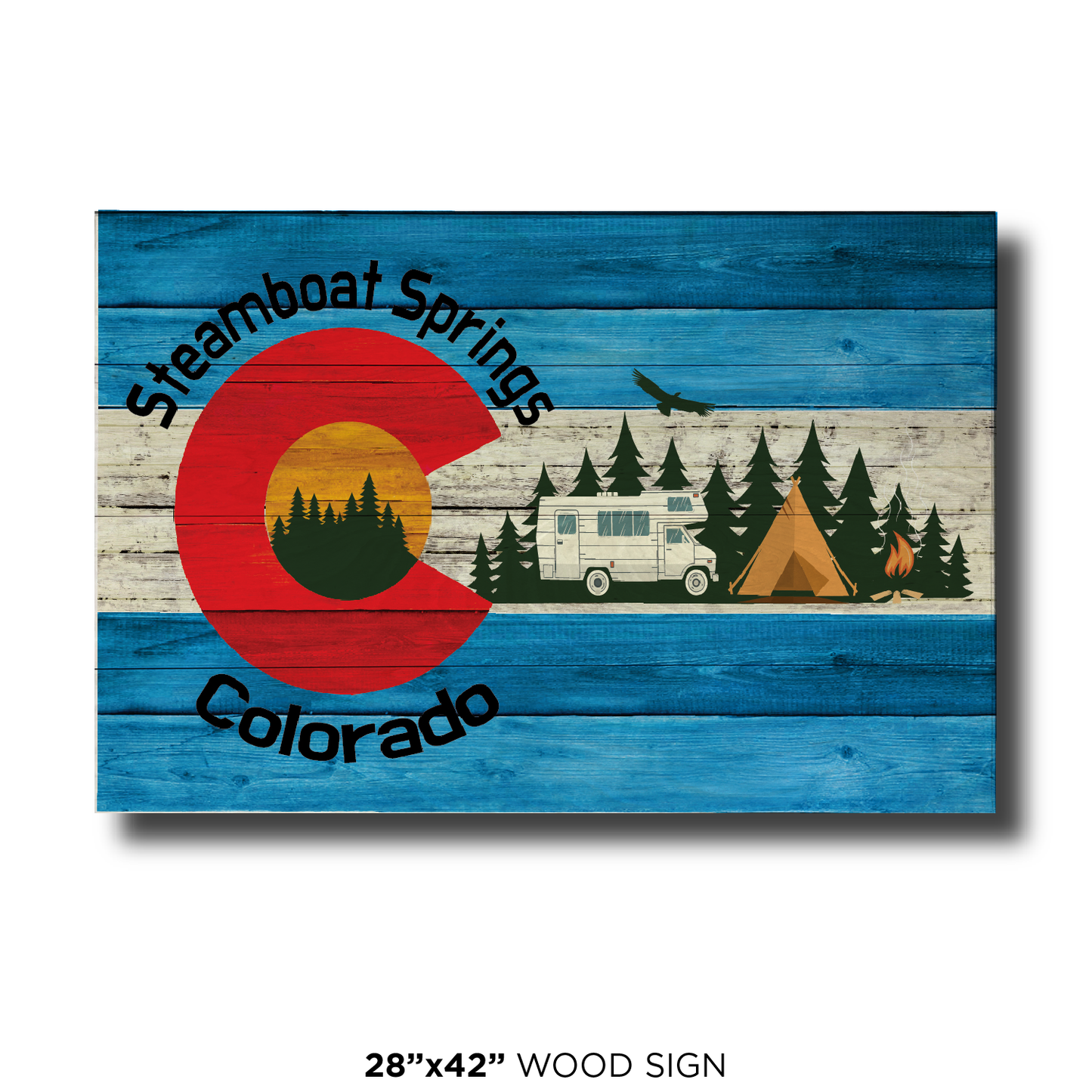 Steamboat Springs Blue Camping Flag
