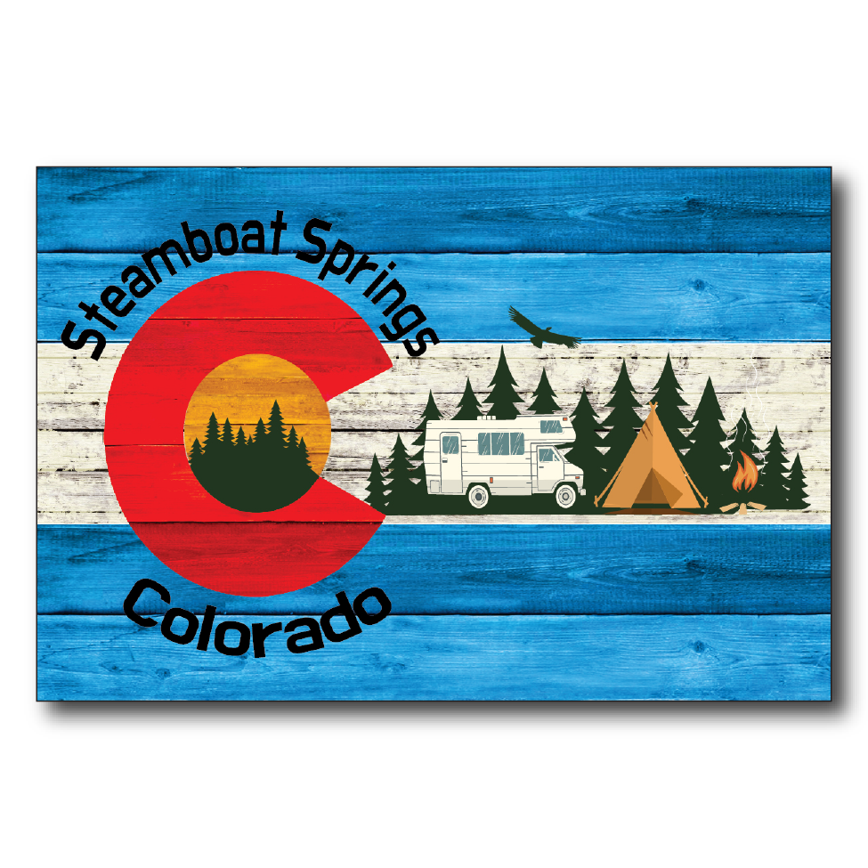 Steamboat Springs Blue Camping Flag