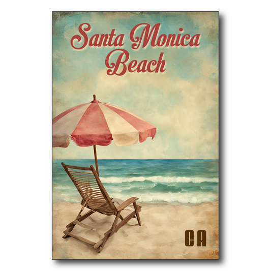 Vintage Chair and Umbrella Santa Monica