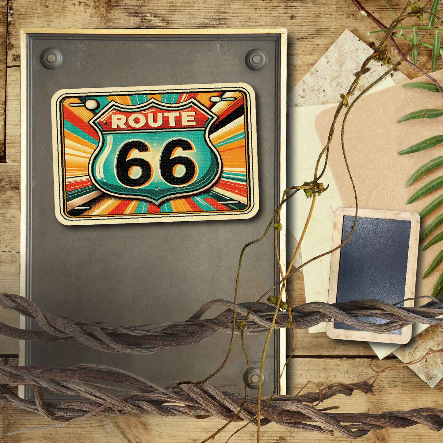 Route 66 Retro Bright License