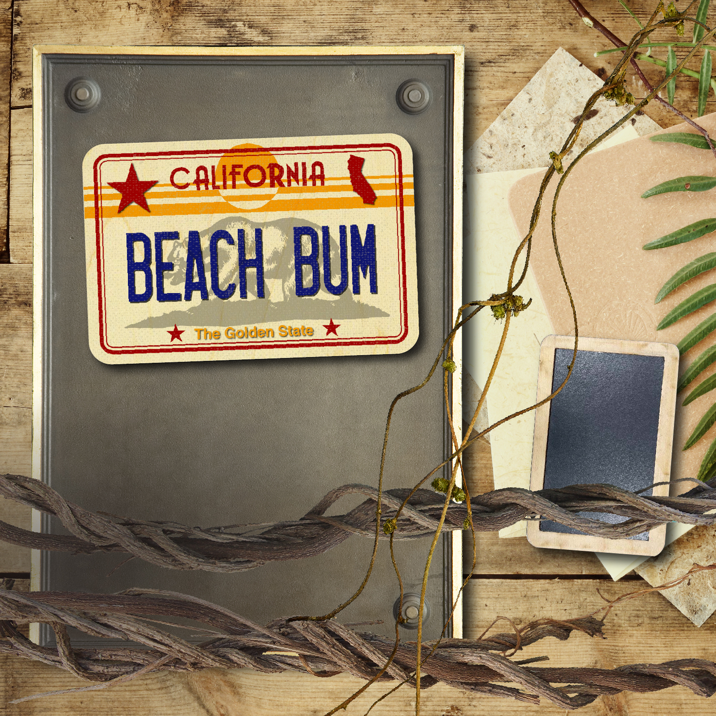 CA License Plate Beach Bum