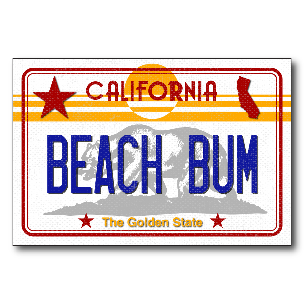 CA License Plate Beach Bum
