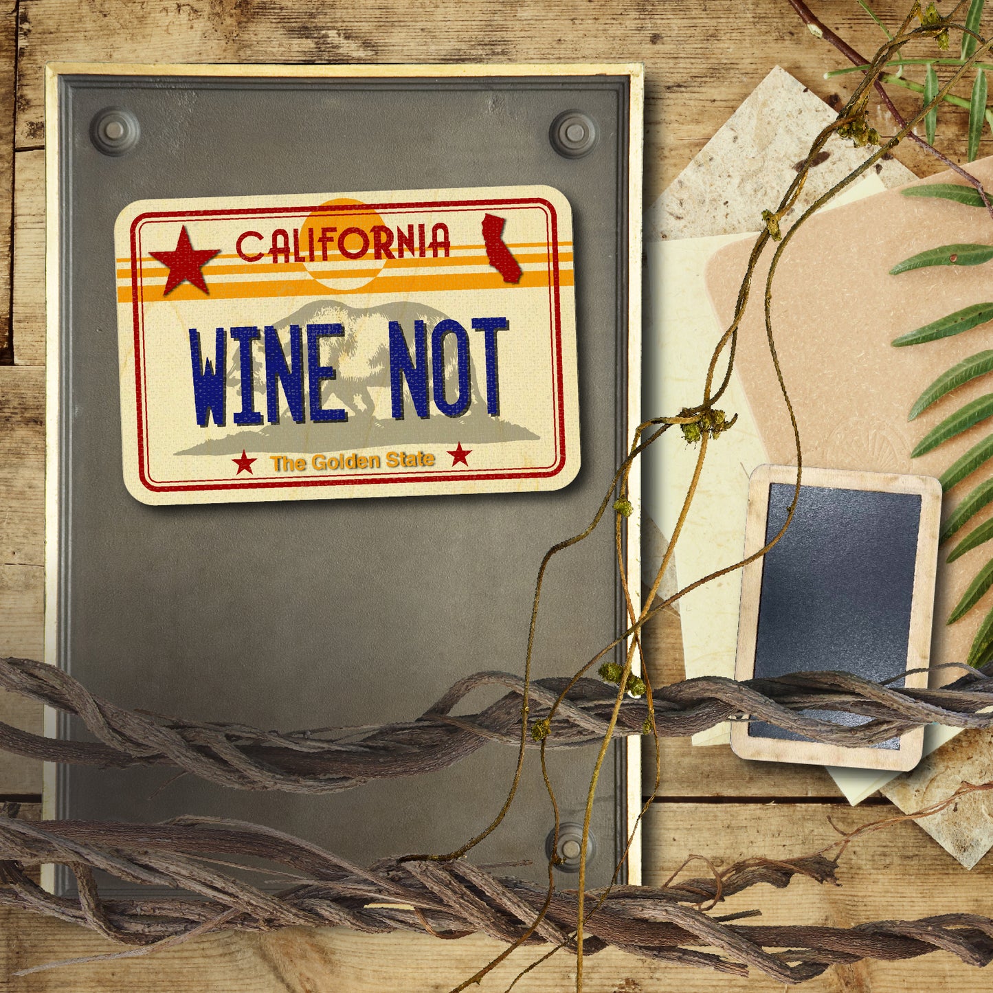 CA License Plate - Wine Not