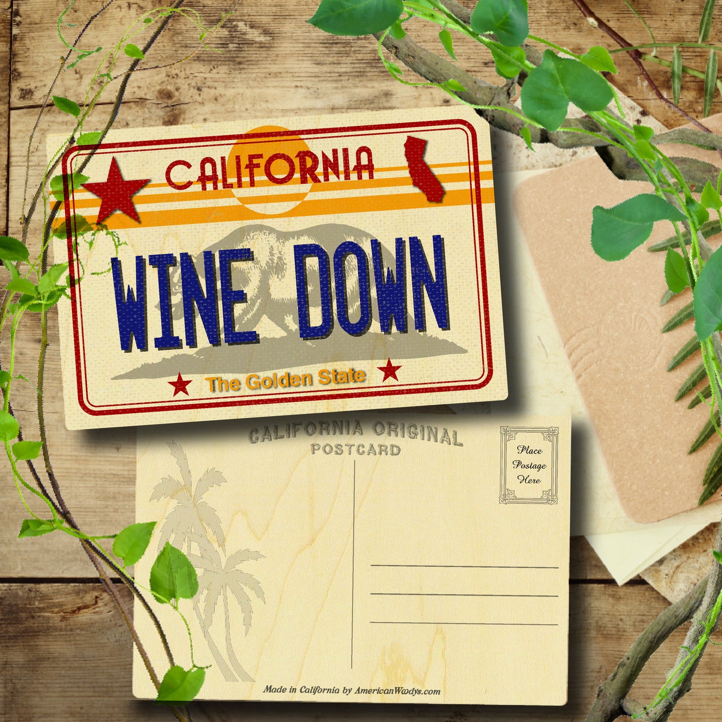 CA License Plate - Wine Down