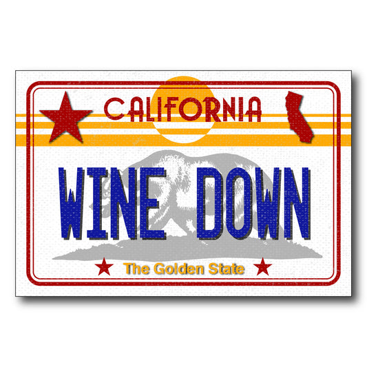 CA License Plate - Wine Down