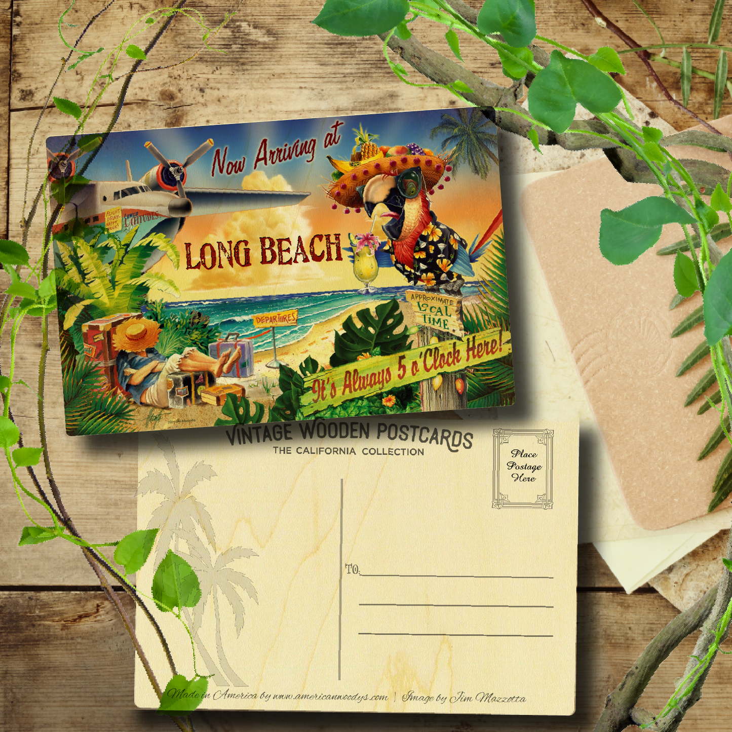 Long Beach 5 O'Clock Postcard