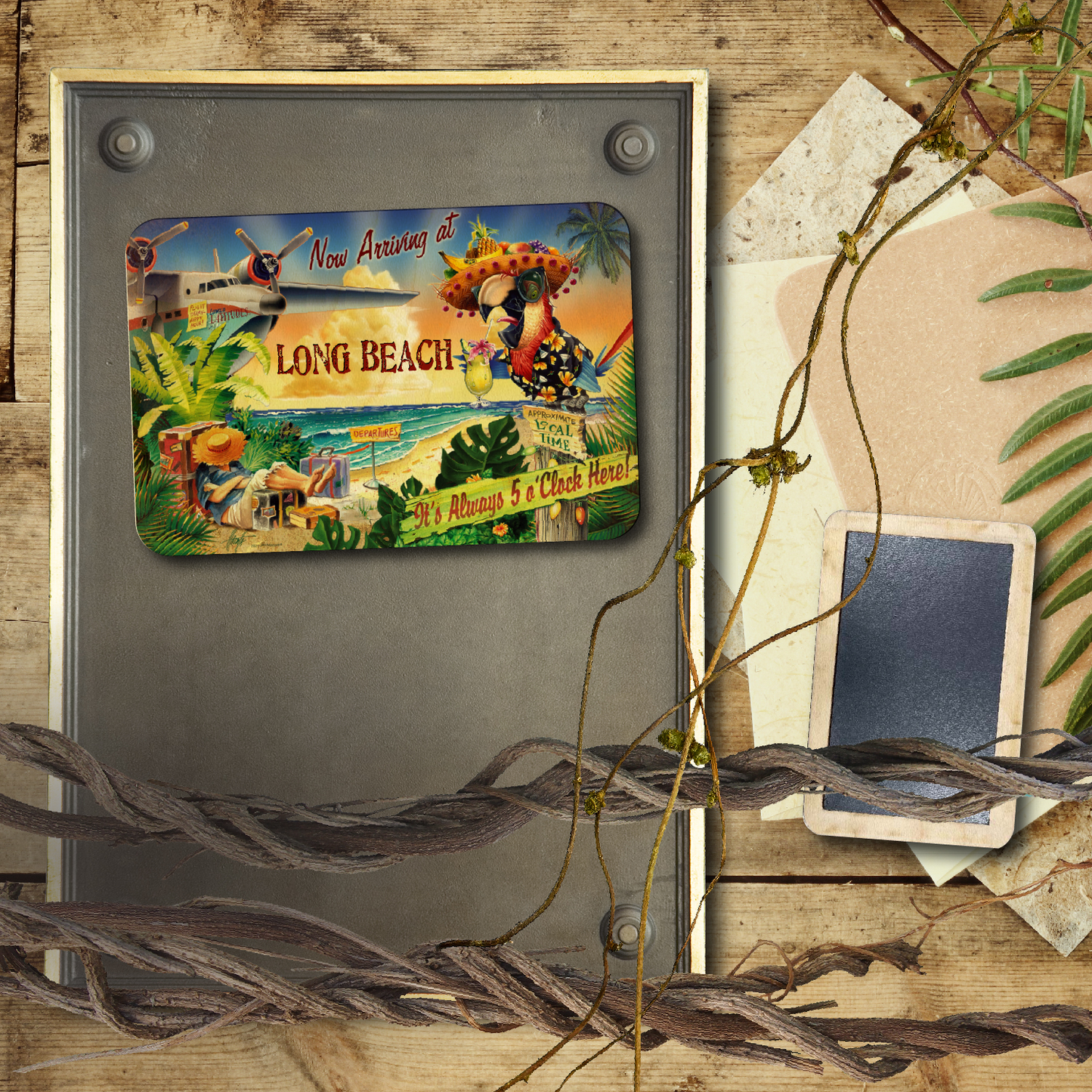 Long Beach 5 O'Clock Postcard