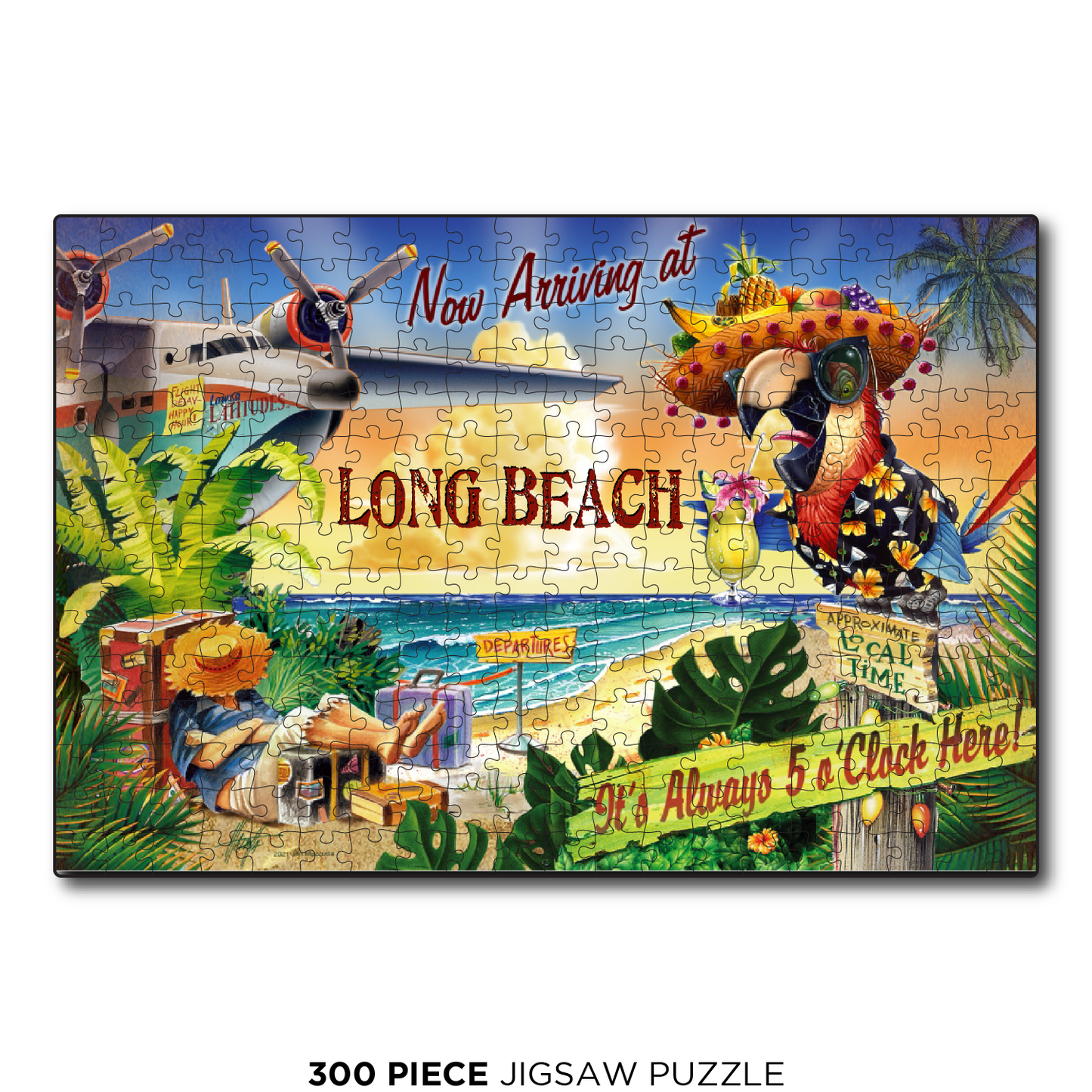 Long Beach 5 O'Clock Postcard