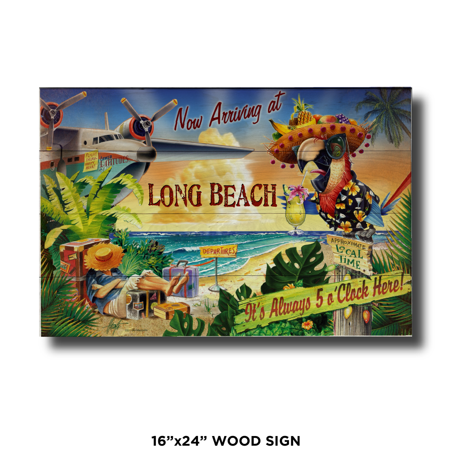 Long Beach 5 O'Clock Postcard