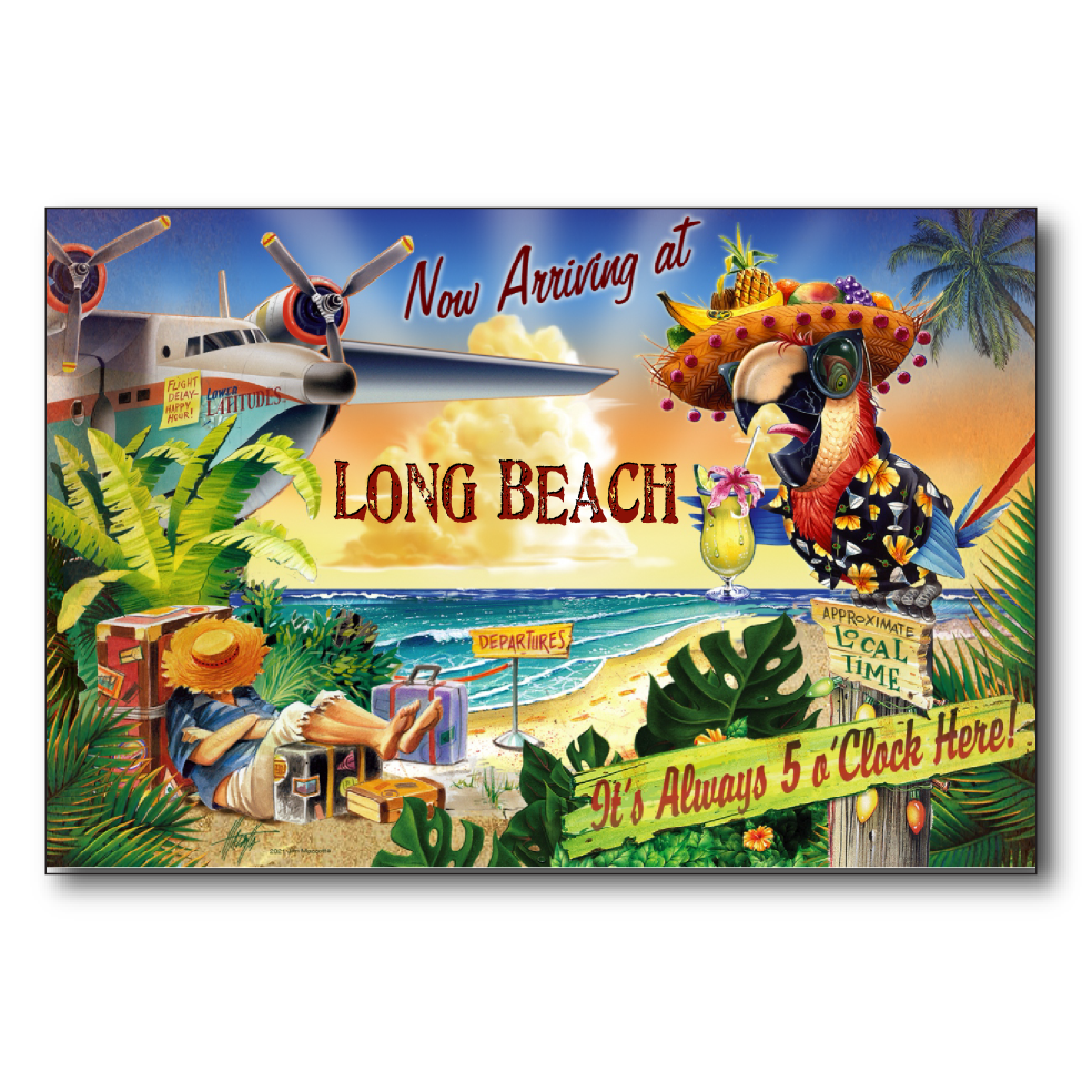 Long Beach 5 O'Clock Postcard