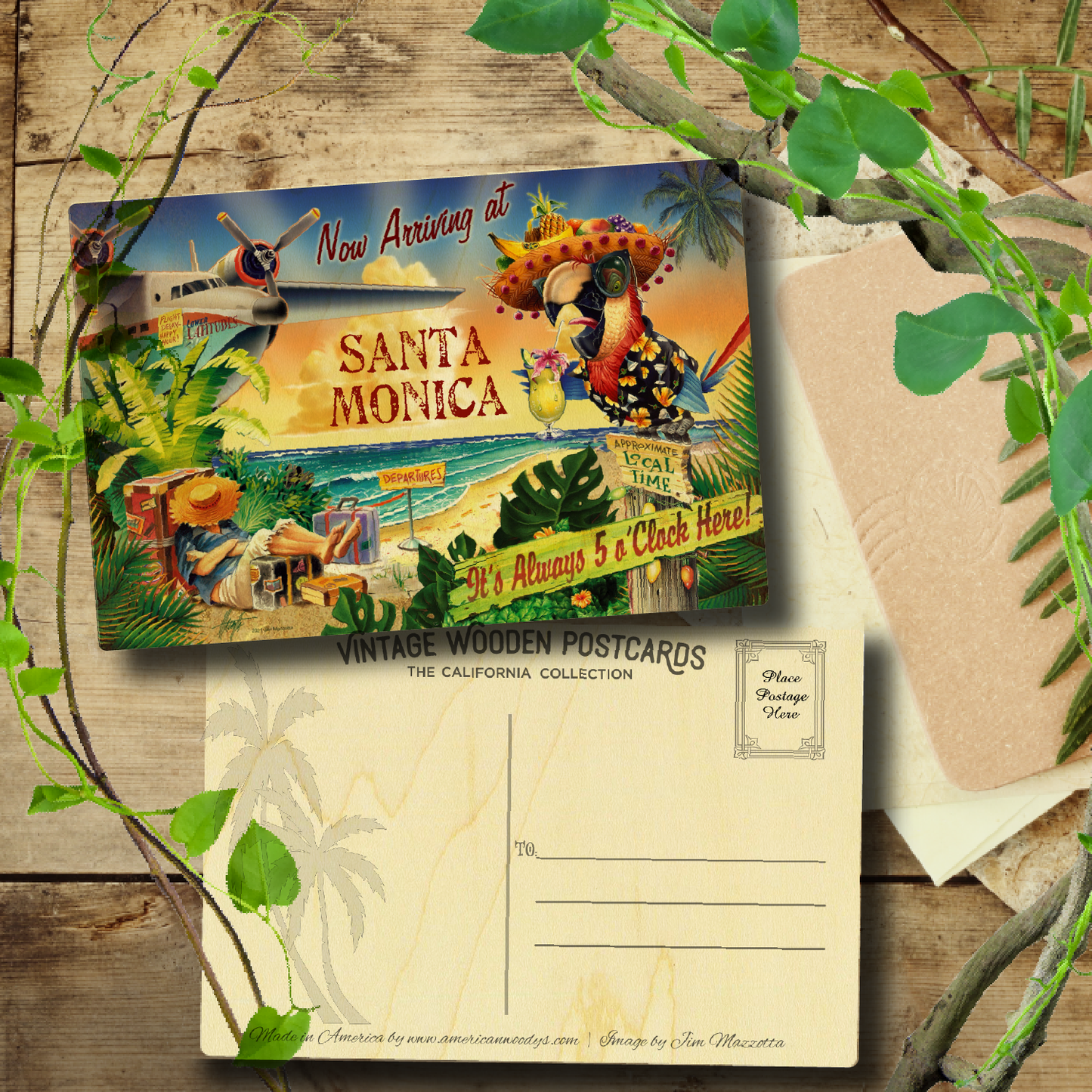 Santa Monica 5 O'Clock Postcard