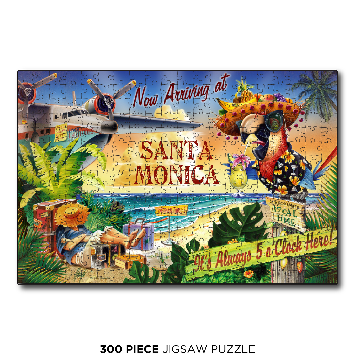 Santa Monica 5 O'Clock Postcard