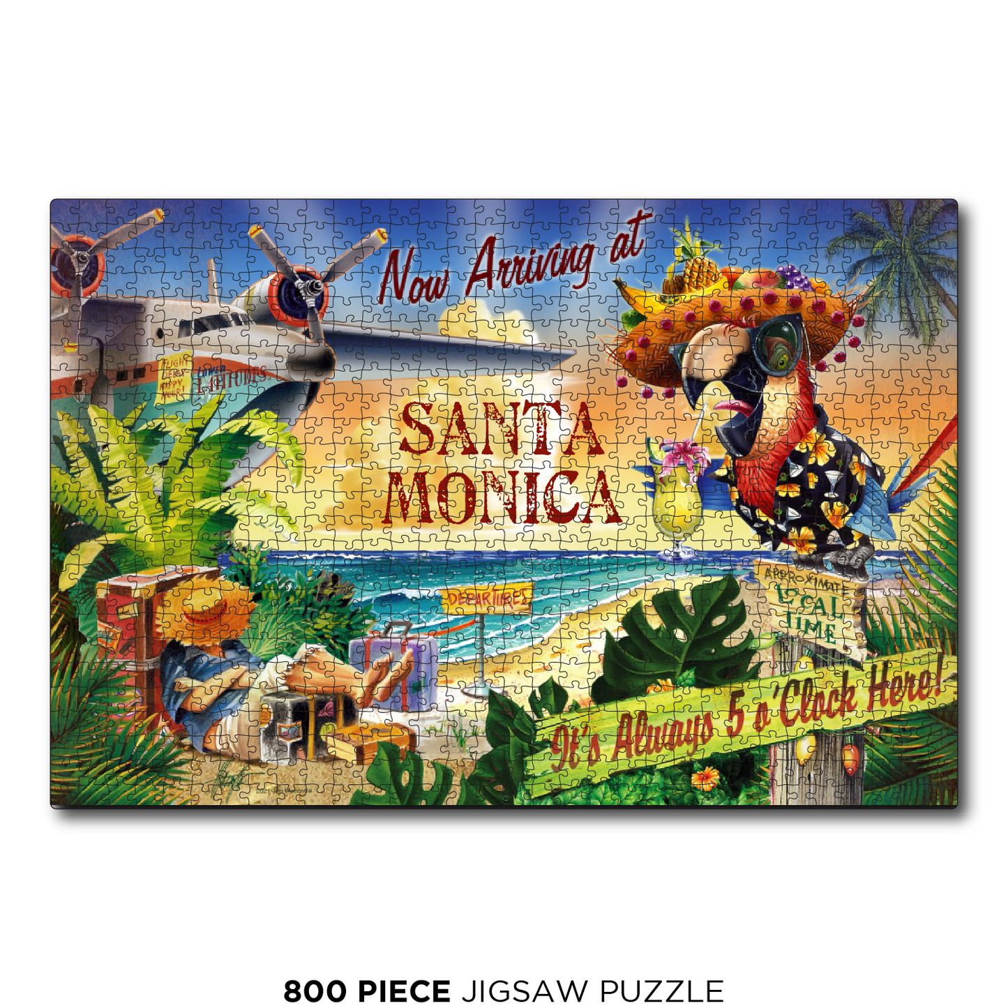 Santa Monica 5 O'Clock Postcard