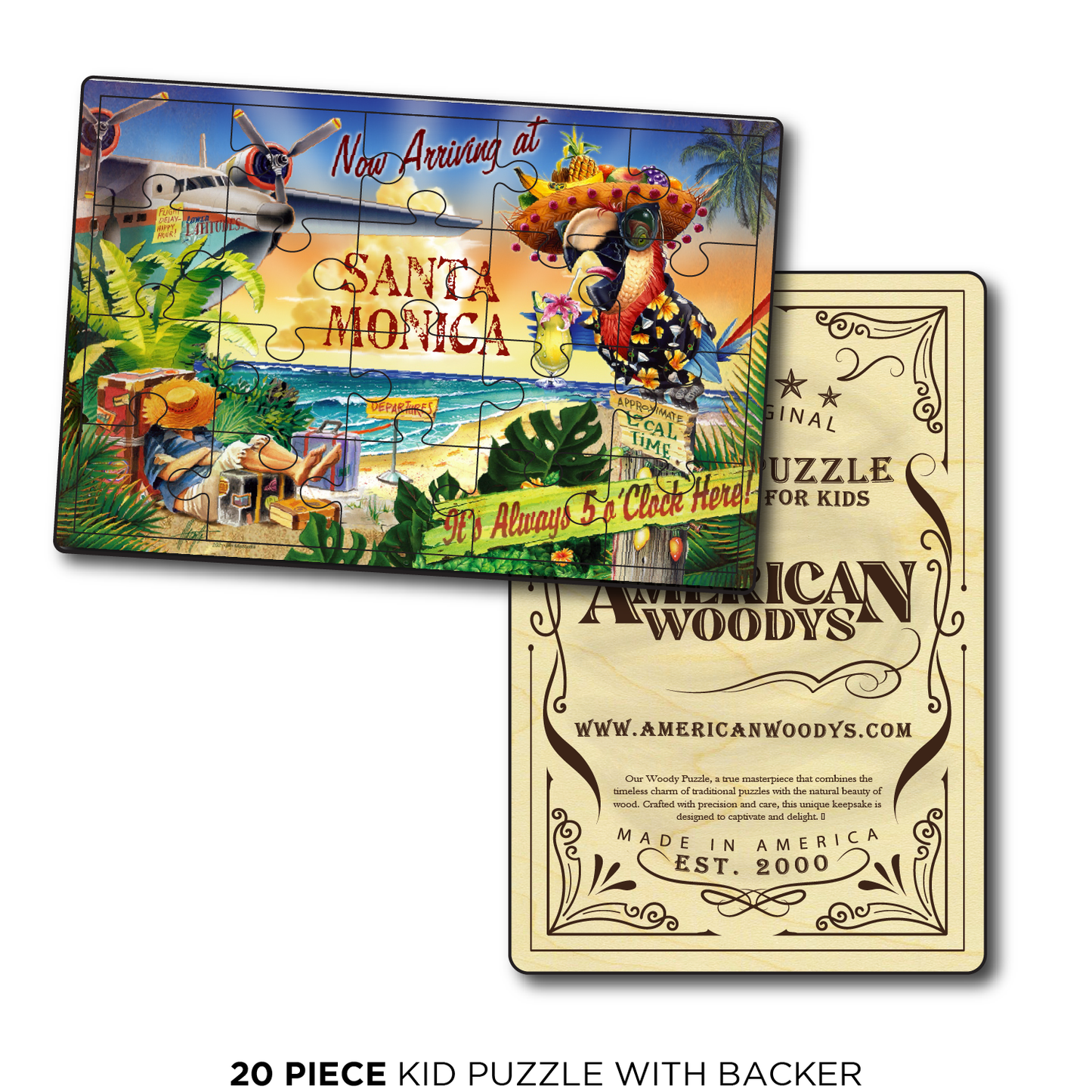 Santa Monica 5 O'Clock Postcard