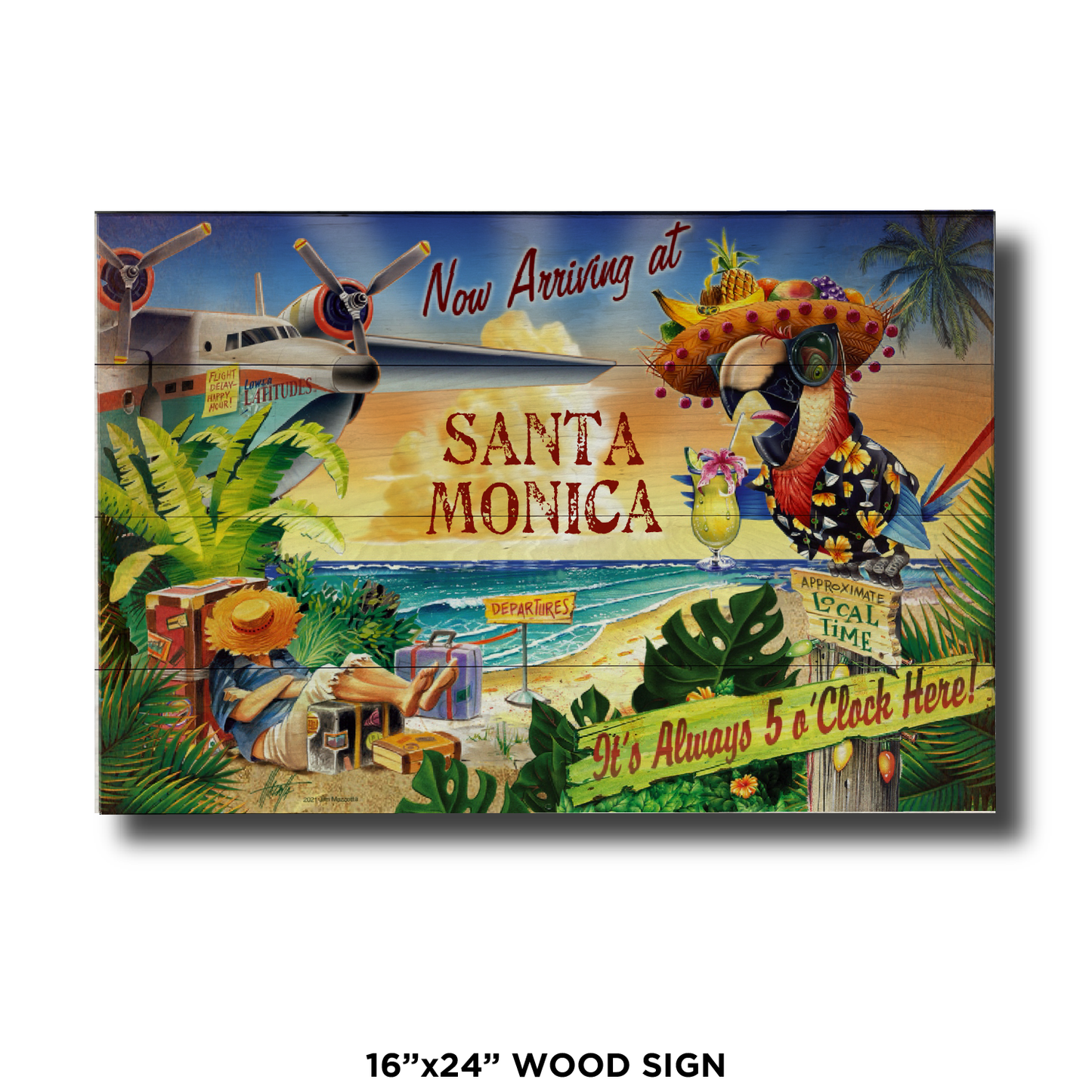 Santa Monica 5 O'Clock Postcard