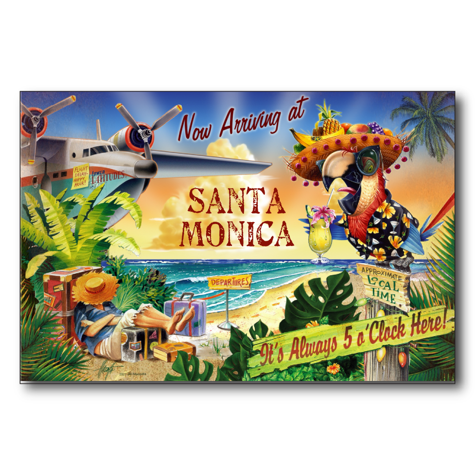 Santa Monica 5 O'Clock Postcard
