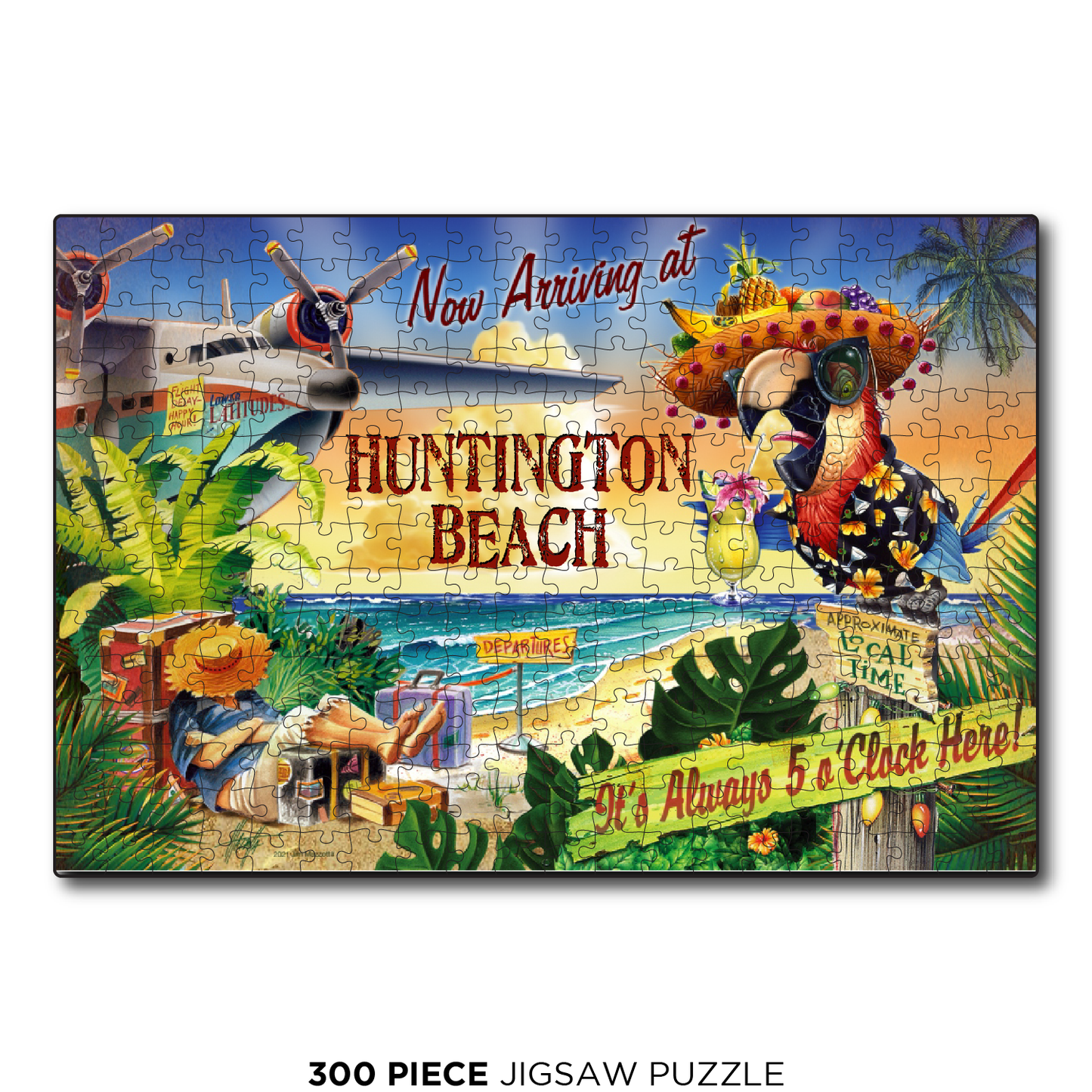 Huntington Beach 5 O'Clock Postcard