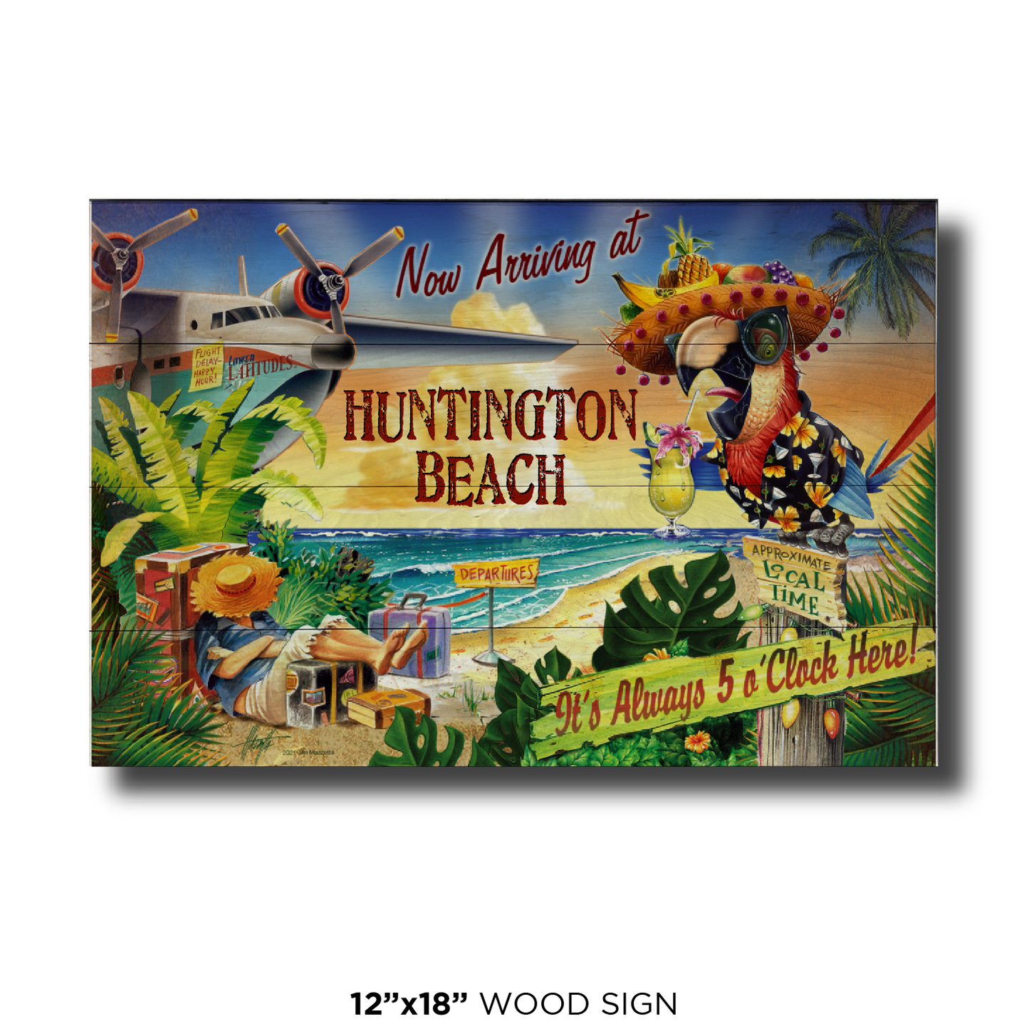 Huntington Beach 5 O'Clock Postcard