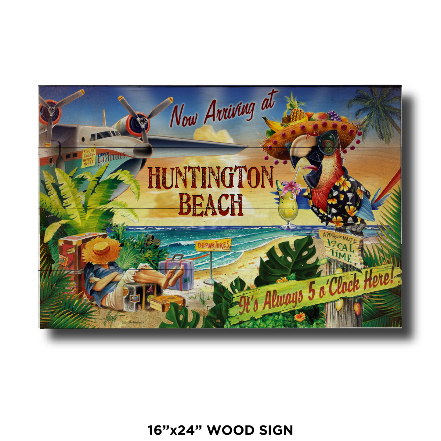 Huntington Beach 5 O'Clock Postcard