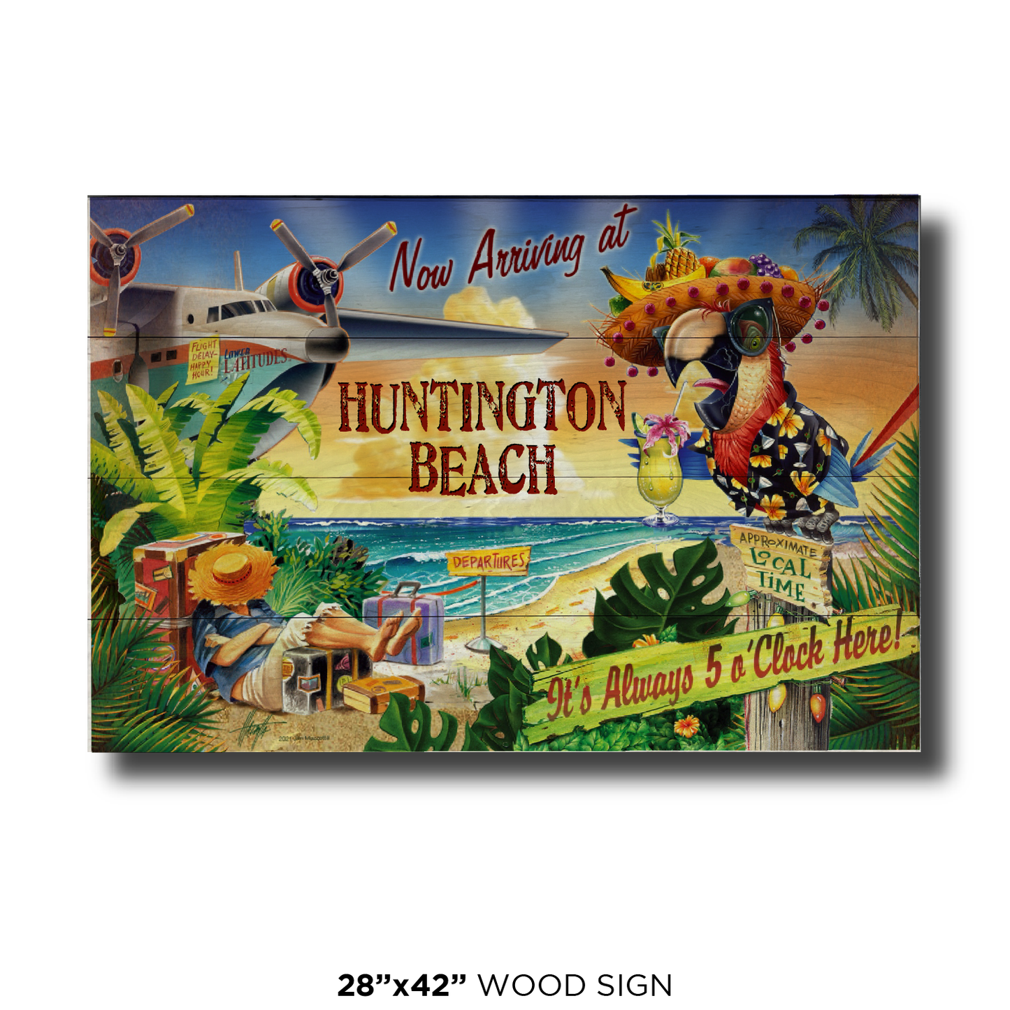 Huntington Beach 5 O'Clock Postcard