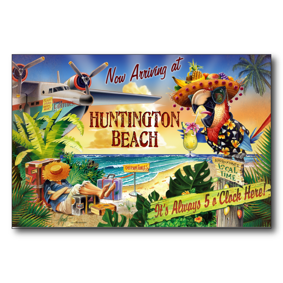 Huntington Beach 5 O'Clock Postcard
